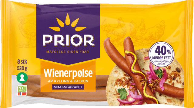Wienerpølser Kylling/Kalkun 520g Prior